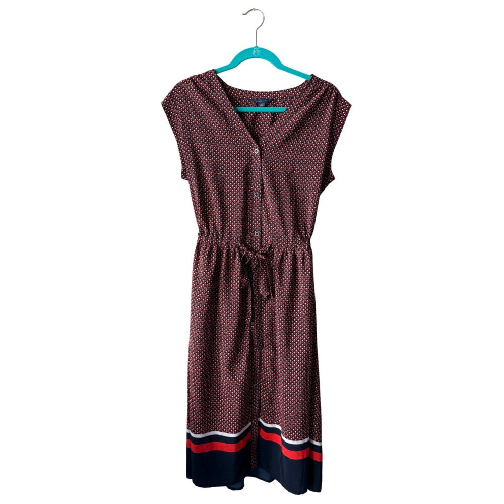 Tommy Hilfiger Patterned V-Neck Midi Dress - Women’s Medium